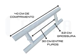 Puxador De Porta Redondo Cilindrico Inox Branco 40 cm x 30 cm Entre Furos Grossura 3.2 cm Para Portas de Correr Pivotantes, Madeira, Vidro, Alumínio e Portões Cerrata	 - miniatura 3