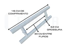 Puxador De Porta Redondo Cilindrico Inox Branco 45 cm x 30 cm Entre Furos Grossura 3.2 cm Para Portas de Correr Pivotantes, Madeira, Vidro, Alumínio e Portões Cerrata	 - miniatura 3