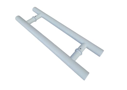Puxador De Porta Redondo Cilindrico Inox Branco 20 cm x 10 cm Entre Furos Grossura 3.2 cm Para Portas de Correr Pivotantes, Madeira, Vidro, Alumínio e Portões Cerrata