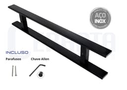 Puxador de Porta Retangular Aço Inox Preto 40 cm x 30 cm Entre Furos Duplo Para Portas Pivotantes, Madeira, Vidro, Alumínio e Portões - miniatura 1