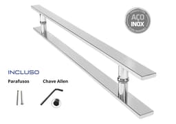 Puxador de Porta Retangular Aço Inox Polido 50 cm x 30 cm Entre Furos x 3 cm Duplo Para Portas Pivotantes, Madeira, Vidro, Alumínio e Portões	 - miniatura 1