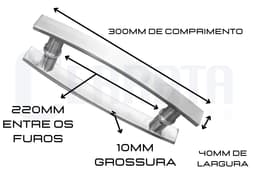 Puxador de Porta Curvado Aço Inox Escovado 30 cm x 22 cm Entre Furos Para Portas Pivotantes, Madeira, Vidro, Alumínio e Portões Cerrata - miniatura 2