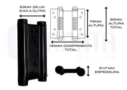 Dobradiça Vai e Vem Bang Bang Faroeste 3 Polegadas Inox Preto Cerrata - miniatura 2