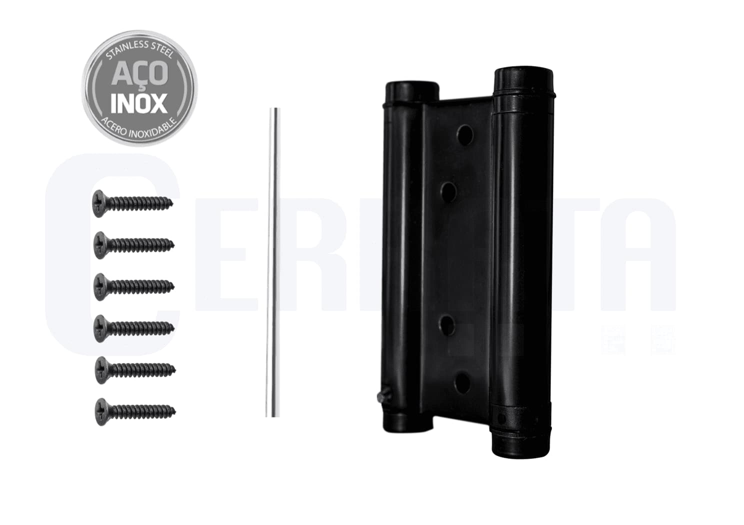 Dobradiça Vai e Vem Bang Bang Faroeste 3 Polegadas Inox Preto Cerrata