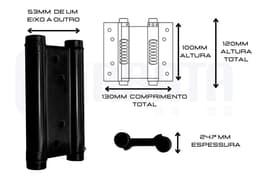 Dobradiça Vai e Vem Bang Bang Faroeste 4 Polegadas Inox Preto Cerrata - miniatura 2