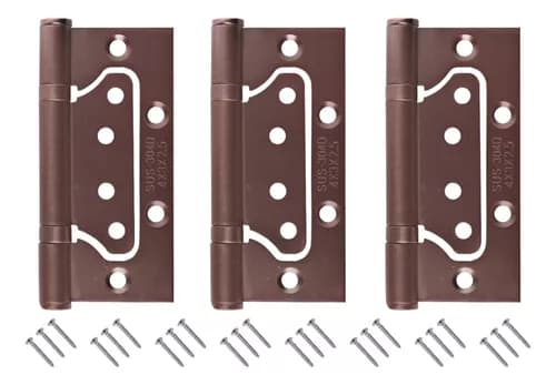 Dobradiça Sobrepor De Encaixe Rápido Cobre Envelhecido Inox Kit 3 Peças Cerrata