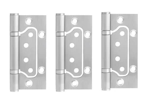 Dobradiça Sobrepor De Encaixe Rápido Inox Escovado Kit 3 Peças Cerrata