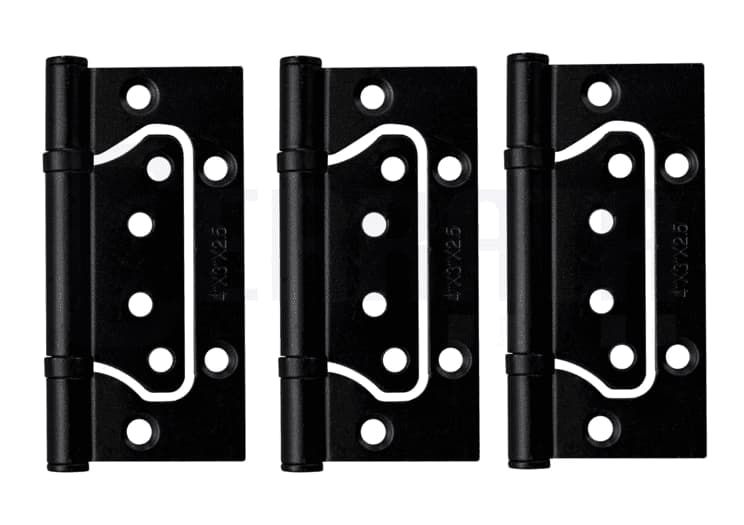 Dobradiça Sobrepor De Encaixe Rápido Preto Inox Para Porta Kit 3 Peças Cerrata
