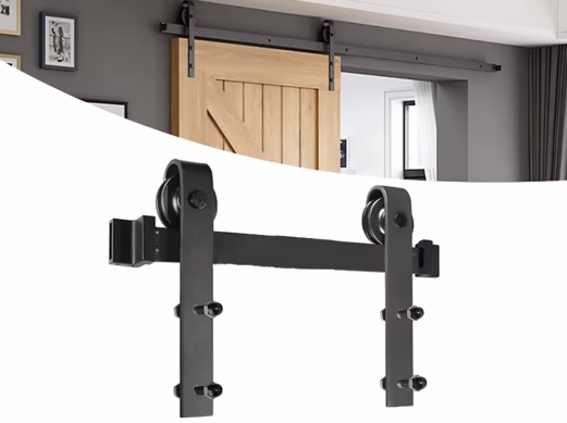 Kit Porta De Correr Roldana Aparente Preto Aço Trilho 2m Cerrata